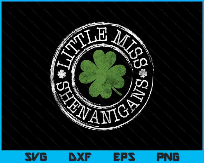 Little Miss Shenanigans Funny Kids Girl St Patrick's Day SVG PNG Digital Printable Files