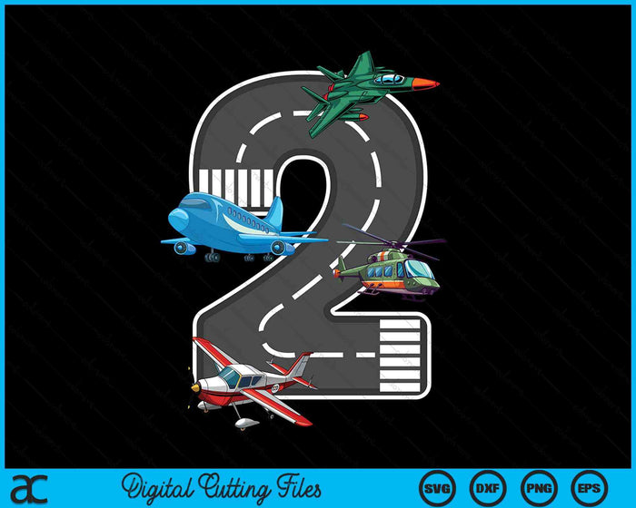 Little Pilot 2nd Birthday Party 2 Two Year Old Airplane Kids SVG PNG Digital Cutting Files