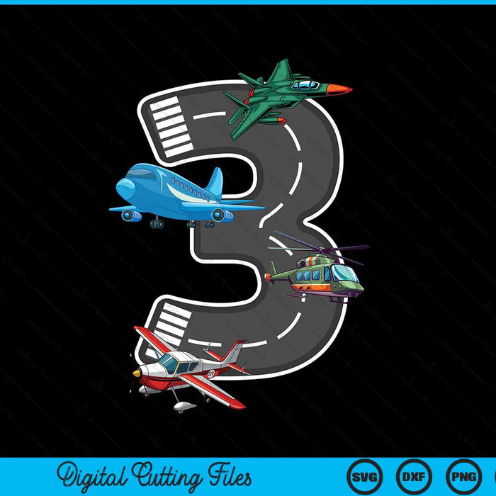 Little Pilot 3rd Birthday Party 3 Third Year Old Airplane Kids SVG PNG Digital Cutting File
