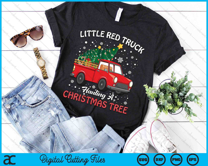 Little Red Truck Hauling A Christmas Tree SVG PNG Digital Printable Files