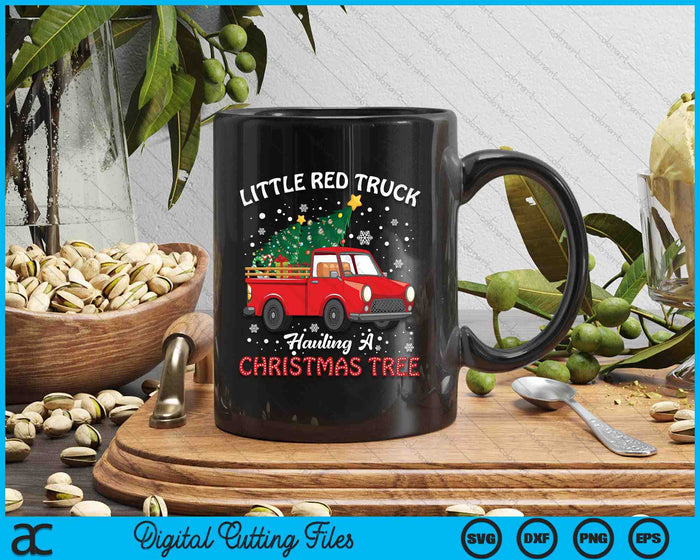 Little Red Truck Hauling A Christmas Tree SVG PNG Digital Printable Files