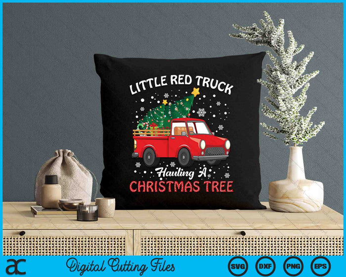 Little Red Truck Hauling A Christmas Tree SVG PNG Digital Printable Files