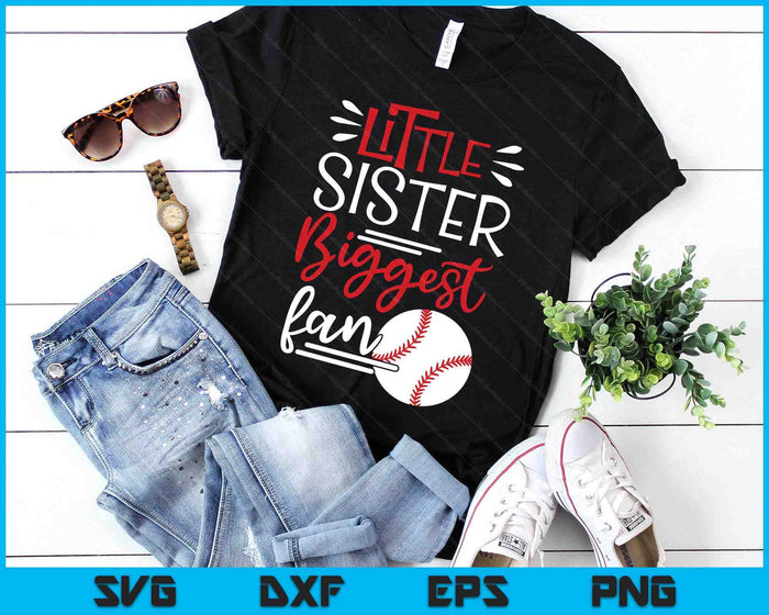 Little Sister Biggest Fan Baseball, Baseball Girls SVG PNG Digital Printable Files