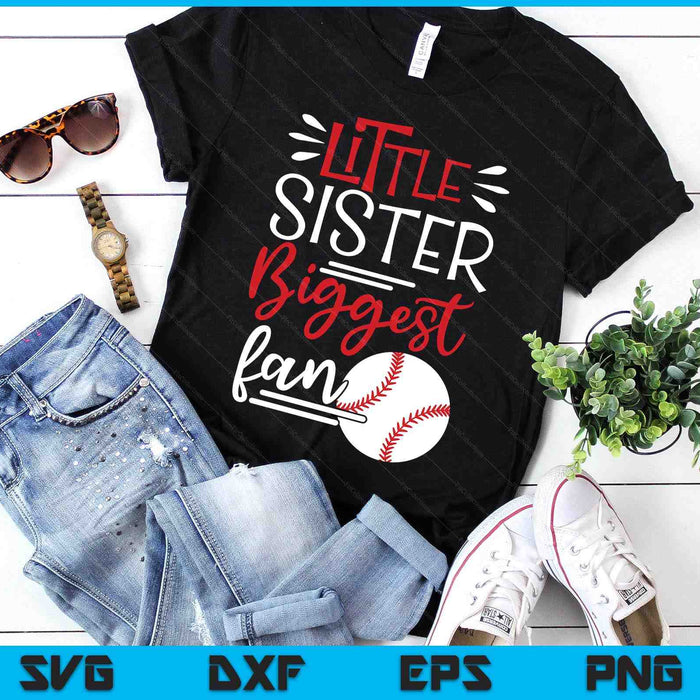 Little Sister Biggest Fan Baseball, Baseball Girls SVG PNG Digital Printable Files