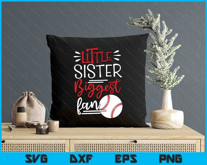 Little Sister Biggest Fan Baseball, Baseball Girls SVG PNG Digital Printable Files