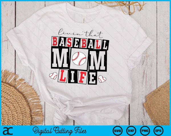 Livin' That  Retro Baseball Mom SVG PNG Digital Printable Files