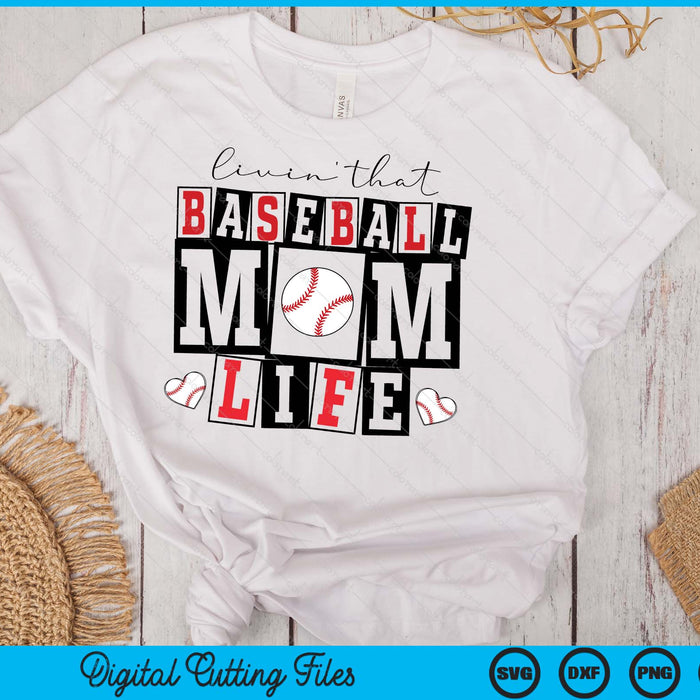 Livin' That  Retro Baseball Mom SVG PNG Digital Printable Files