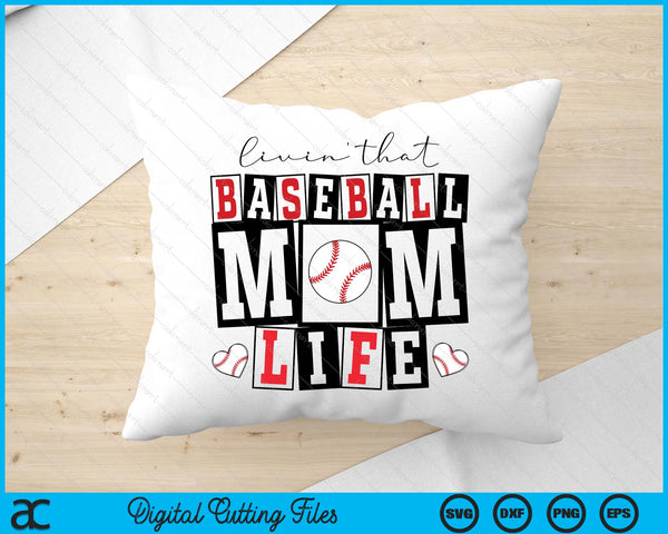 Livin' That  Retro Baseball Mom SVG PNG Digital Printable Files