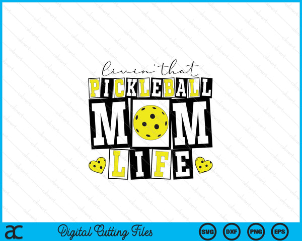 Livin' That  Retro Pickleball Mom SVG PNG Digital Printable Files