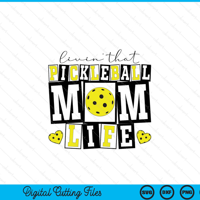 Livin' That  Retro Pickleball Mom SVG PNG Digital Printable Files