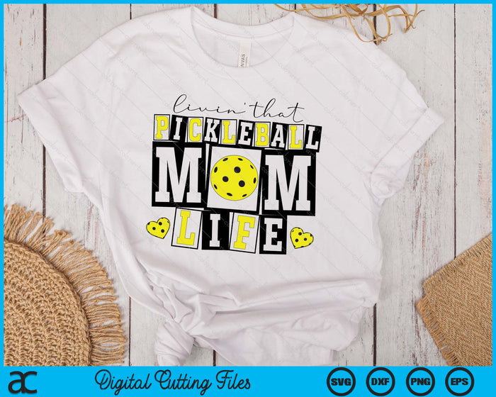 Livin' That  Retro Pickleball Mom SVG PNG Digital Printable Files