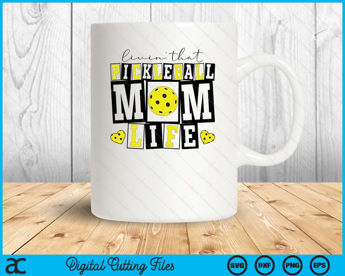 Livin' That  Retro Pickleball Mom SVG PNG Digital Printable Files