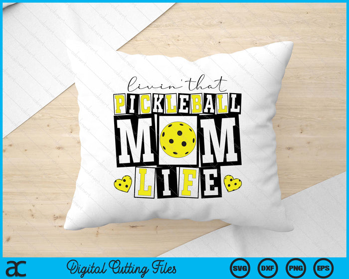 Livin' That  Retro Pickleball Mom SVG PNG Digital Printable Files