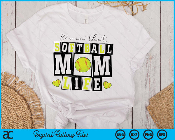 Livin' That  Retro Softball Mom SVG PNG Digital Printable Files