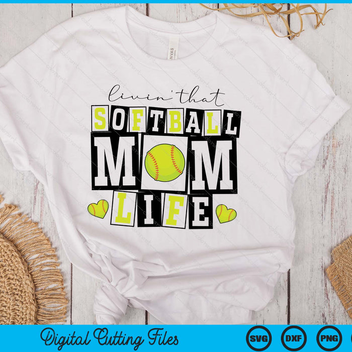 Livin' That  Retro Softball Mom SVG PNG Digital Printable Files