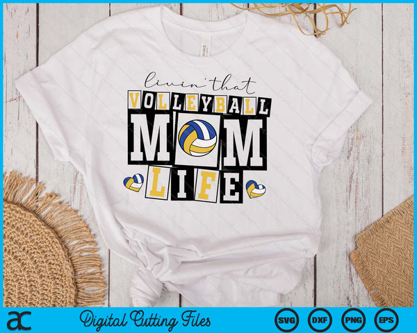 Livin' That  Retro Volleyball Mom SVG PNG Digital Printable Files