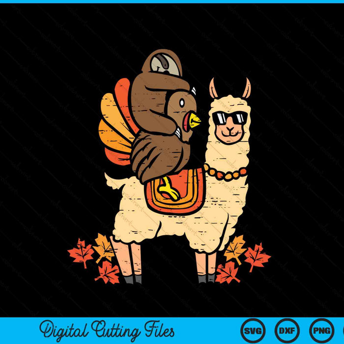 Llama Sloth Turkey Funny Animals Thanksgiving SVG PNG Digital Printable Files