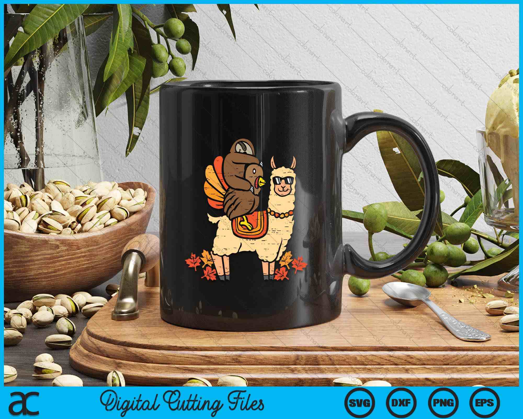 Llama Sloth Turkey Funny Animals Thanksgiving SVG PNG Digital Files ...