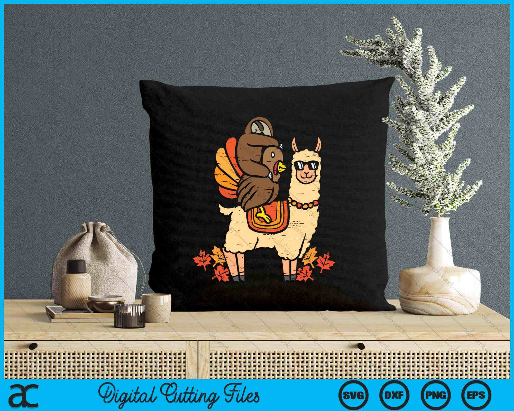 Llama Sloth Turkey Funny Animals Thanksgiving SVG PNG Digital Files ...