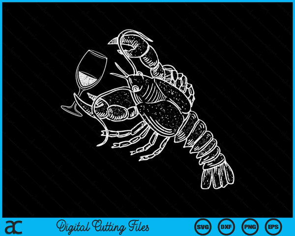 Lobster Wine Drinking Shirt Funny Beach Cruise Vacation SVG PNG Digital Cutting File