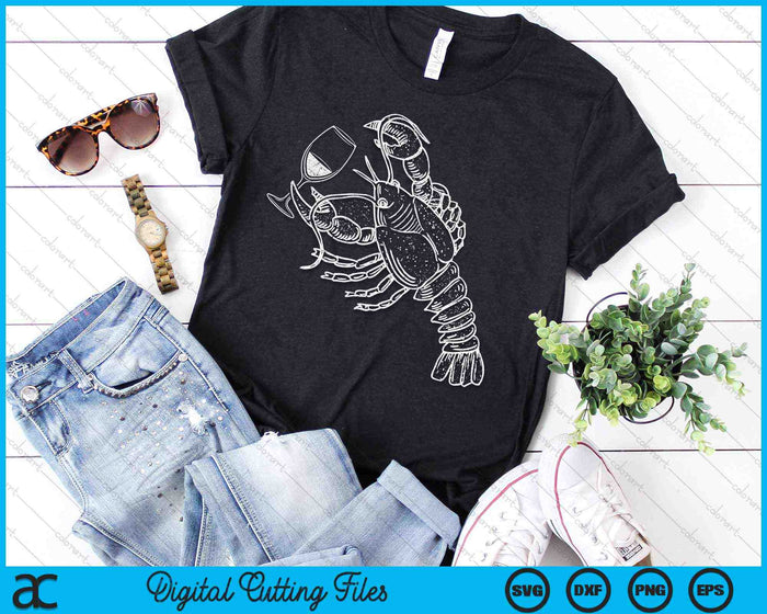 Lobster Wine Drinking Shirt Funny Beach Cruise Vacation SVG PNG Digital Cutting File