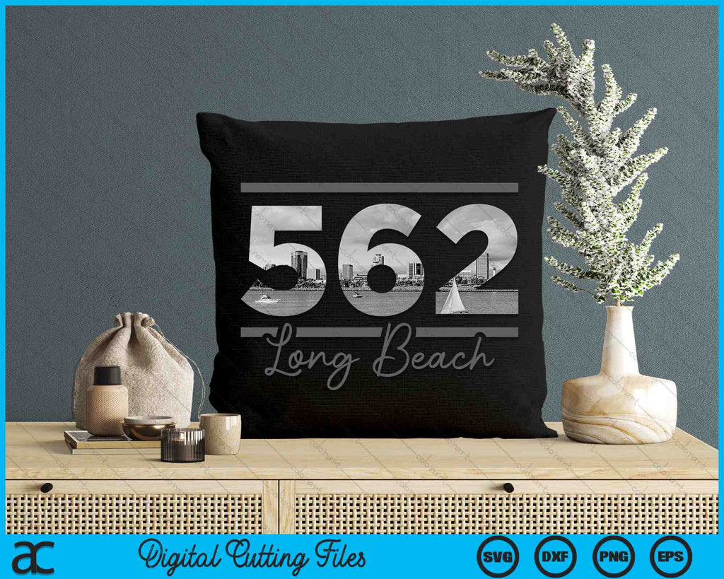 Long Beach 562 Area Code Skyline California Vintage SVG Cutting Files ...