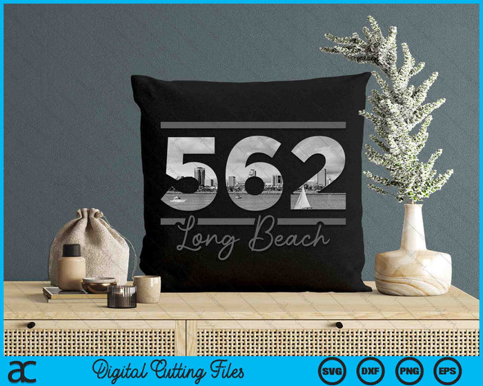 Long Beach 562 Area Code Skyline California Vintage SVG PNG Digital Cutting Files