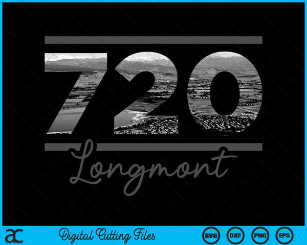 Longmont 720 Area Code Skyline Colorado Vintage SVG PNG Digital Cutting Files