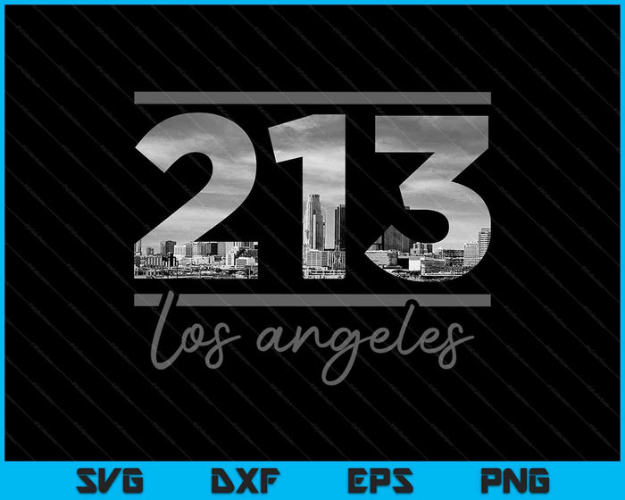 Los Angeles 213 Netnummer Skyline Californië Vintage SVG PNG snijden afdrukbare bestanden