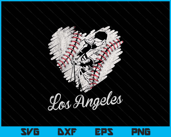 Los Angeles Baseball Heart Distressed Vintage Baseball Fans SVG PNG Digital Printable Files