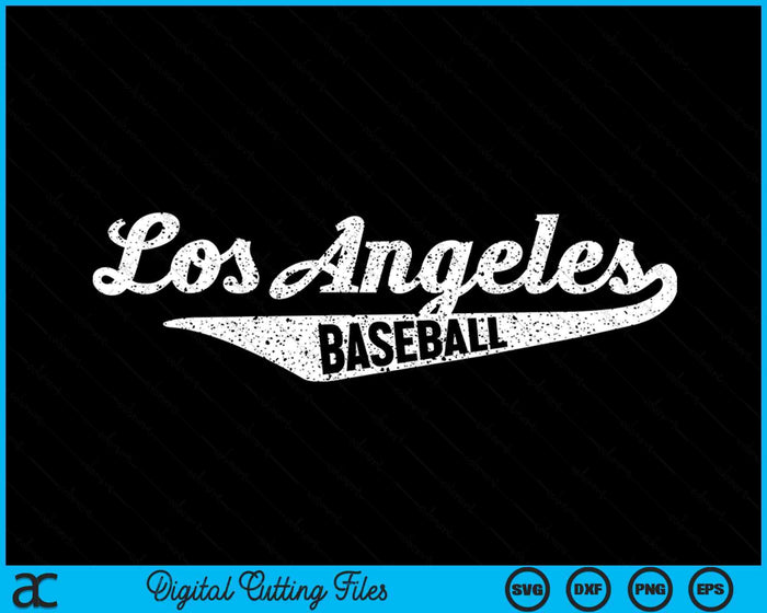 Los Angeles Baseball Script Vintage Distressed SVG PNG digitale snijbestanden