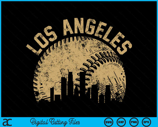 Los Angeles Baseball Skyline Player Coach Fan SVG PNG Digital Cutting Files