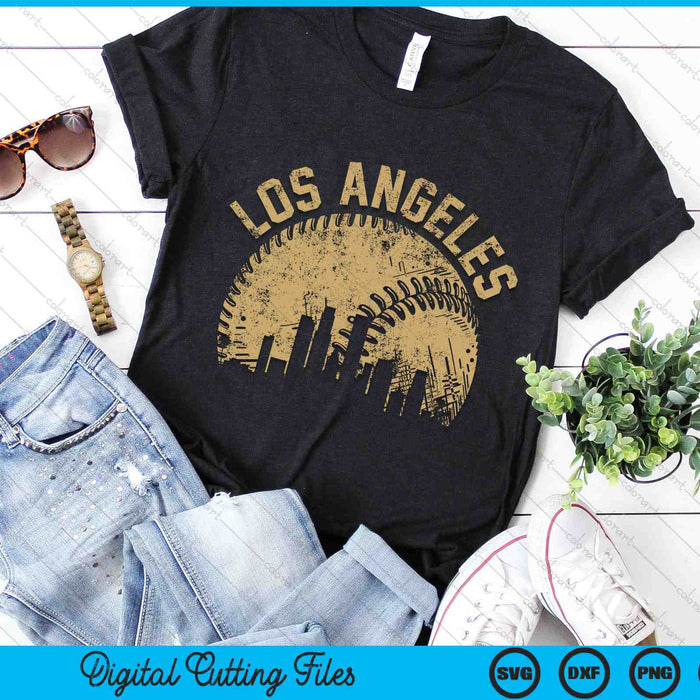 Los Angeles Baseball Skyline Player Coach Fan SVG PNG Digital Cutting Files