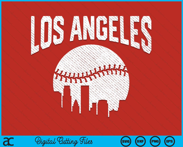 Los Angeles City California Baseball Skyline Vintage Souvenir SVG PNG Digital Printable Files