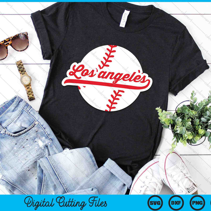 Los angeles Baseball Vintage California Pride Love City Red SVG PNG Digital Cutting Files