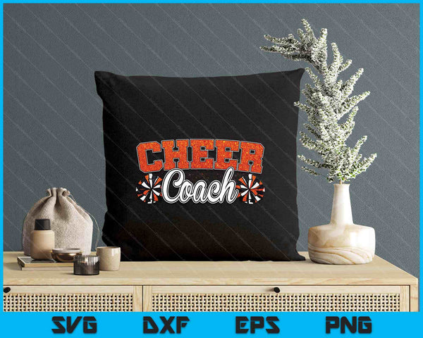 Loud Proud Cheer Coach Orange Pom Poms Cheerleader Women SVG PNG Digital Printable Files