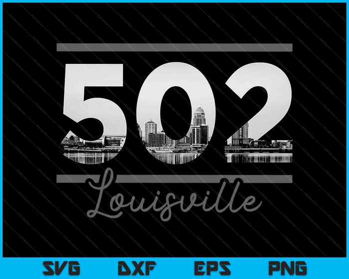 Louisville 502 Netnummer Skyline Kentucky Vintage SVG PNG Snijden afdrukbare bestanden