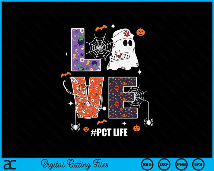 Love Patient Care Technician PCT Nurse Life Halloween SVG PNG Digital Cutting Files