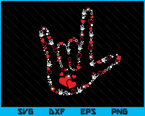 Liefde gebarentaal hart ASL dove Valentijnsdag SVG PNG digitale snijbestanden