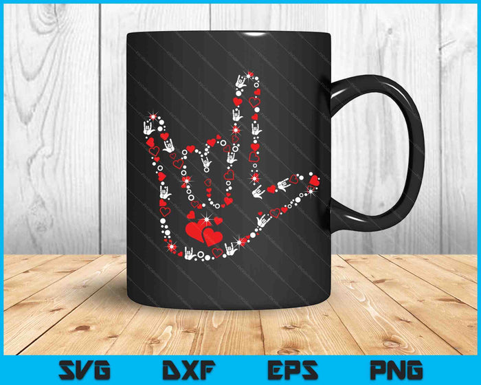 Love Sign Language Heart ASL Deaf Valentine's Day SVG PNG Digital Cutting Files