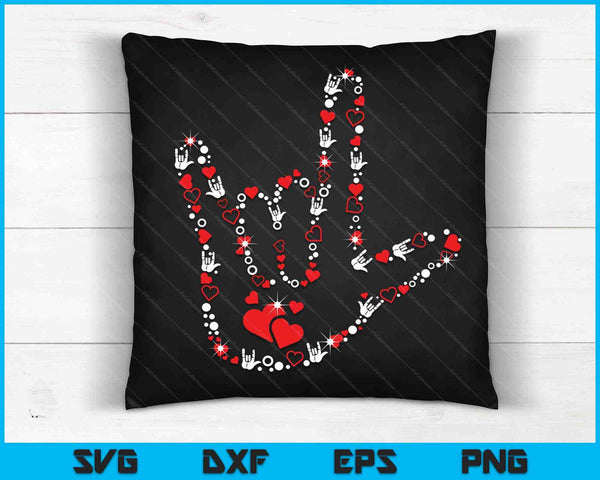 Love Sign Language Heart ASL Deaf Valentine's Day SVG PNG Digital Cutting Files
