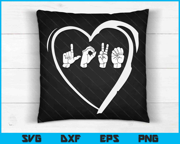 Love Sign Language Heart ASL Valentine's Day Gift SVG PNG Digital Cutting Files