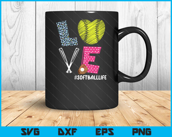 Love Softball Coach Player Softball Life Teen Girls Women SVG PNG Digital Cutting Files