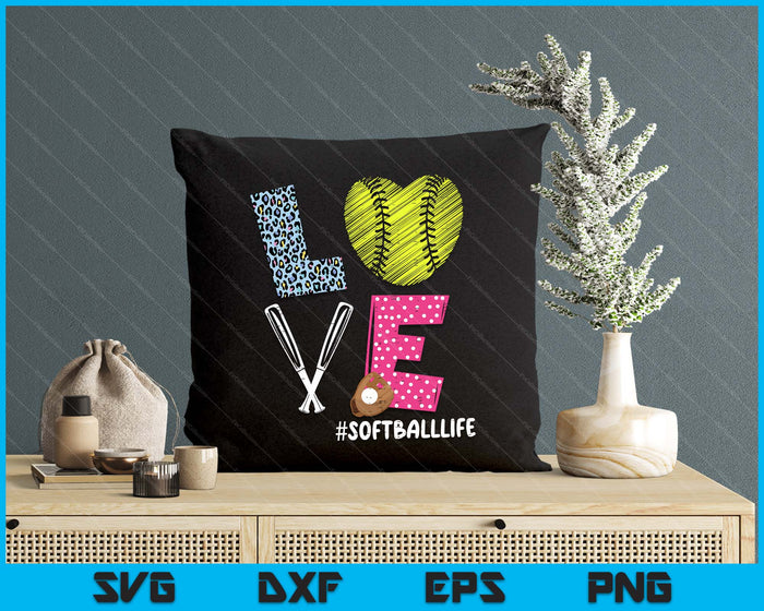 Love Softball Coach Player Softball Life Teen Girls Women SVG PNG Digital Cutting Files