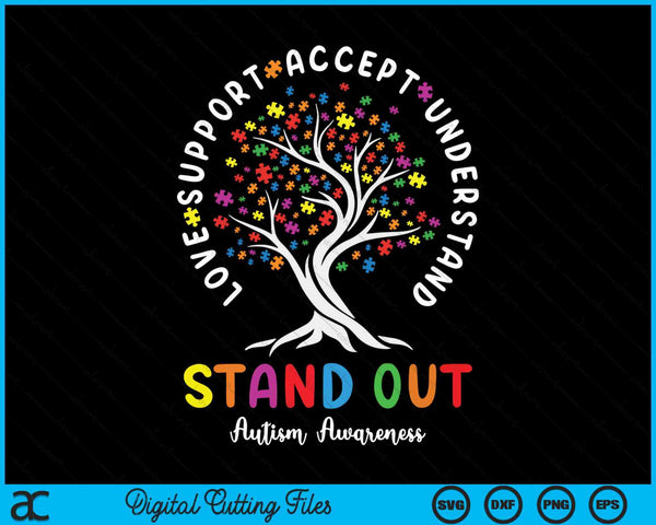 Love Support Accept Understand Autism Awareness Autistic SVG PNG Digital Cutting Files