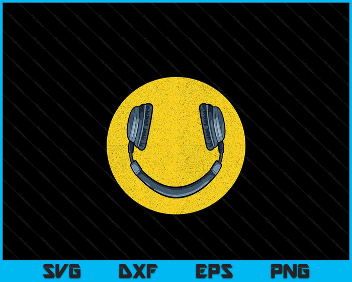 Hou van de jaren 90 Vintage hoofdtelefoon glimlach Grunge muziek DJ SVG PNG digitale snijbestanden