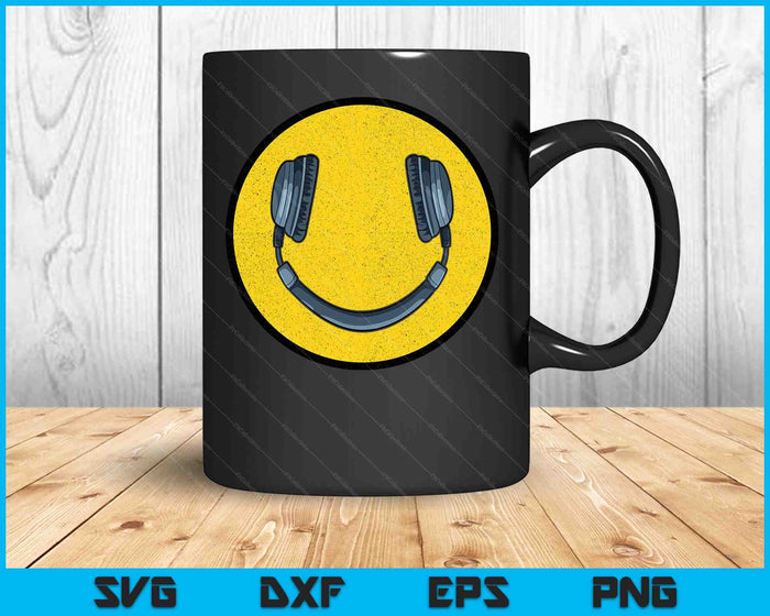 Hou van de jaren 90 Vintage hoofdtelefoon glimlach Grunge muziek DJ SVG PNG digitale snijbestanden