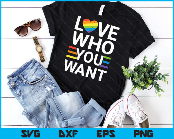 Hou van wie je wilt Gay Pride LGBT mannen vrouwen Rainbow lGBTQ SVG PNG digitale snijbestanden