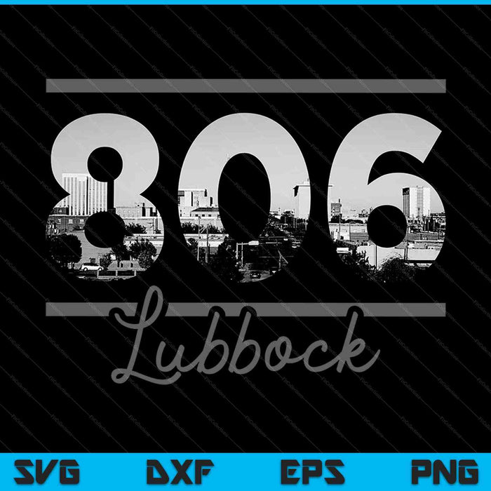 Lubbock 806 Area Code Skyline Texas Vintage SVG PNG Cutting Printable Files