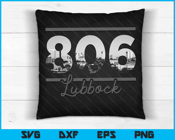 Lubbock 806 Código de área Skyline Texas Vintage SVG PNG Cortar archivos imprimibles